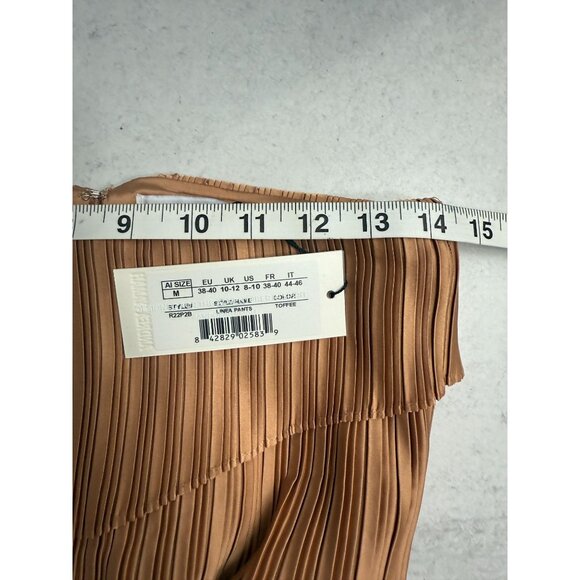 NWT Andrea Iyamah Linea Toffee Pleated Wide-Leg Pants Peplum Waist‎ - Picture 15 of 16